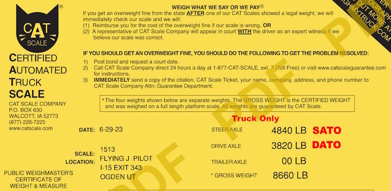 Truck Only Weights